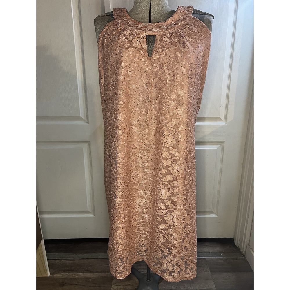 En Focus dress Women size 14 sleeveless zip/v neck/floral+chest‎ lined